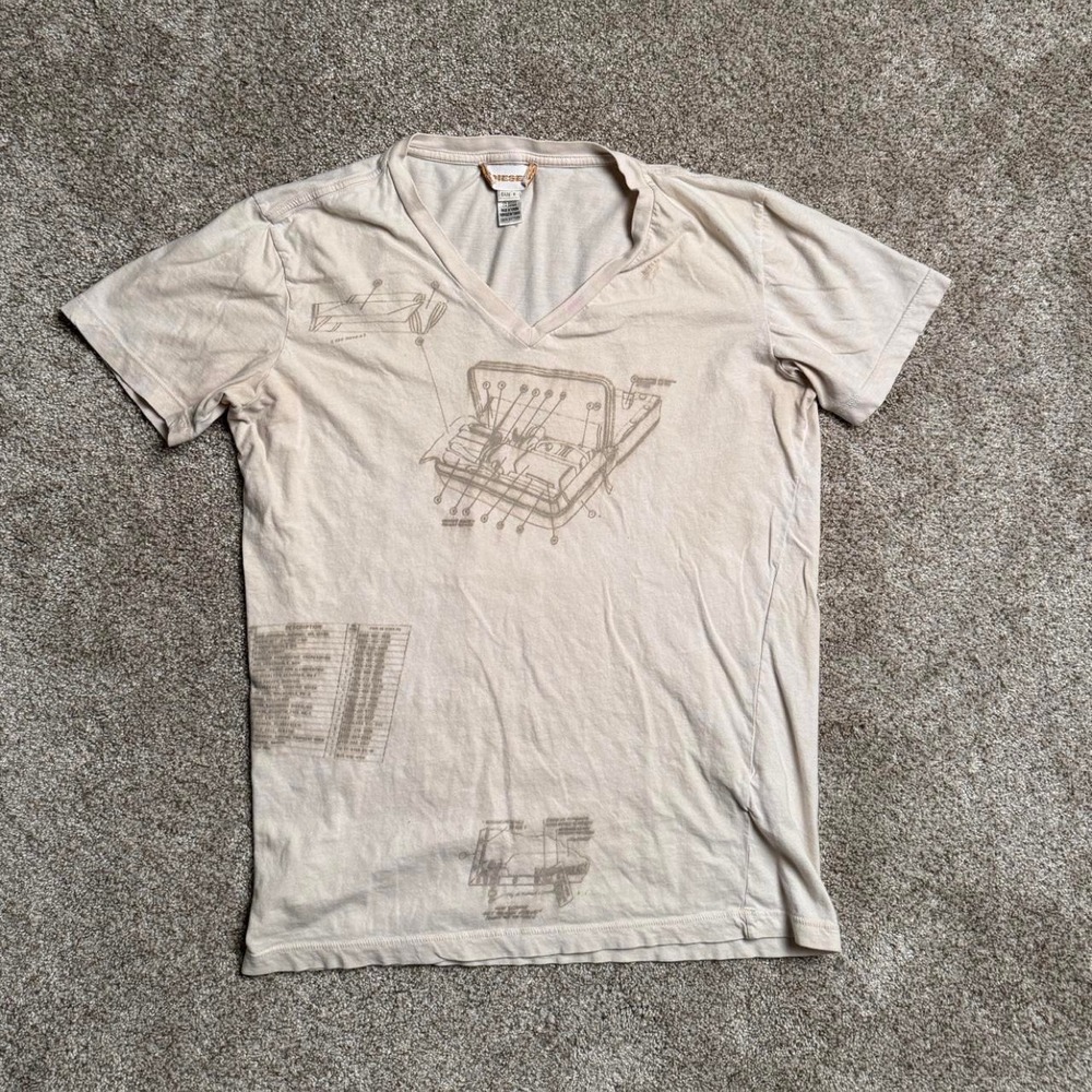 DIESEL EGGSHELL "BLUEPRINT" GRAPHIC TEE